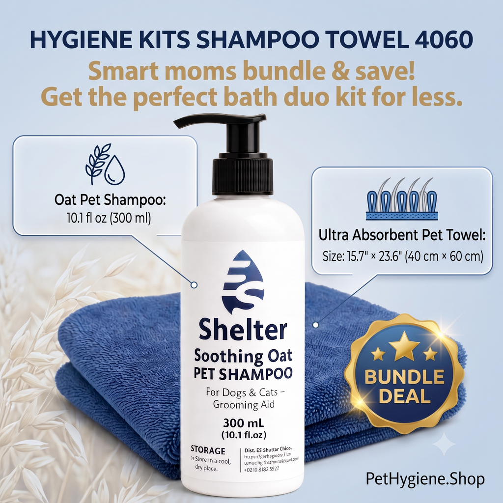 Bundle Pet Oat Shampoo & Bath Towel Set