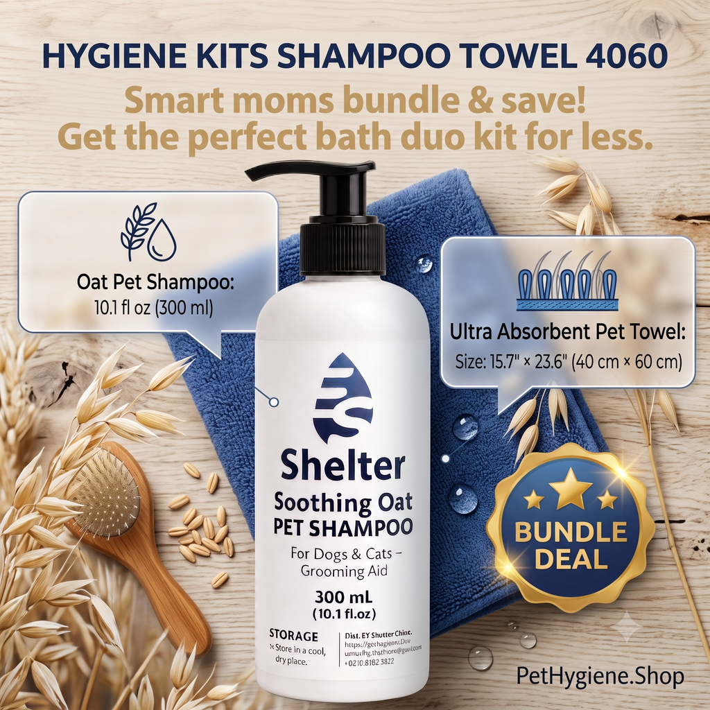 Bundle Pet Oat Shampoo & Bath Towel Set
